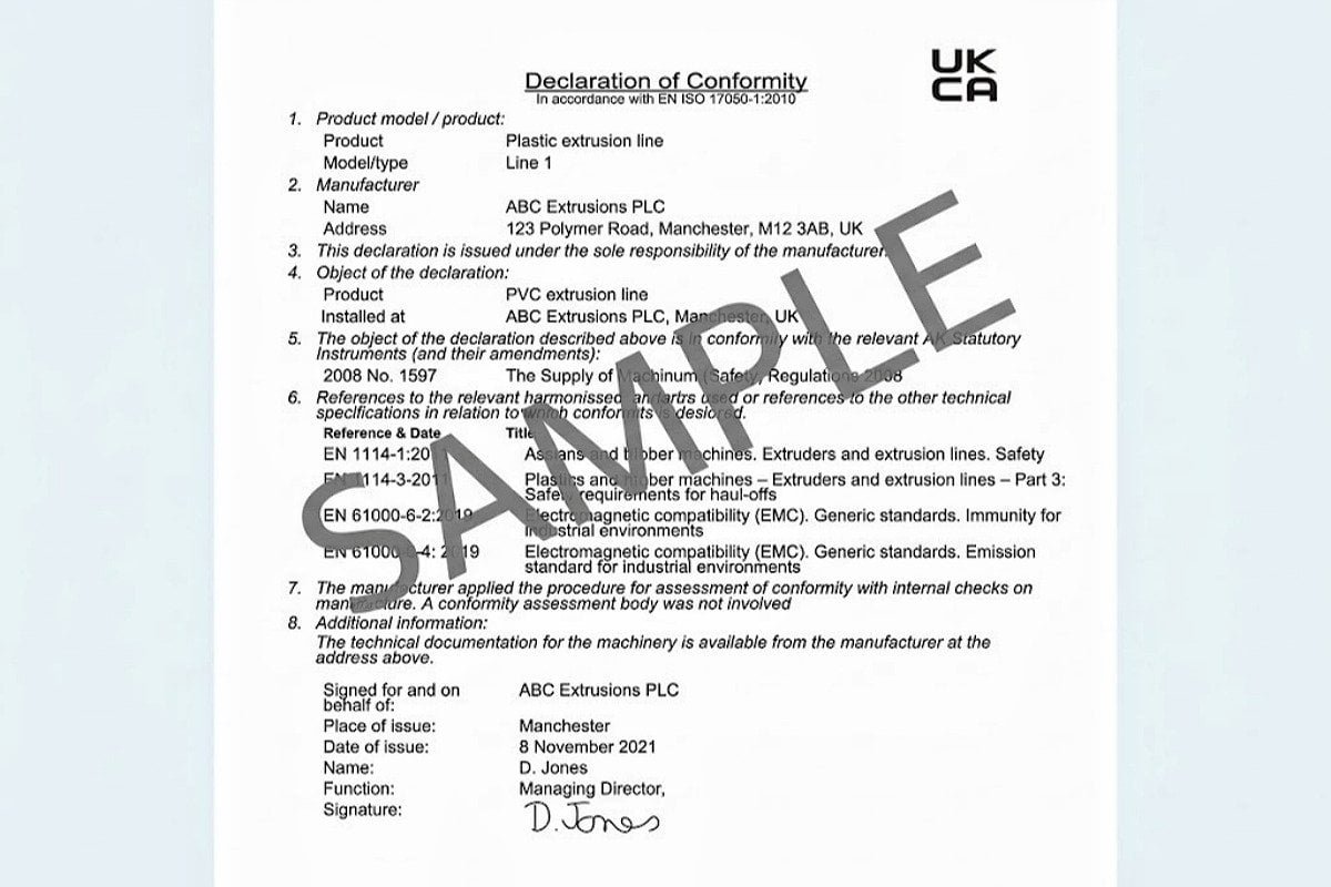 Declaration of Conformity documentation